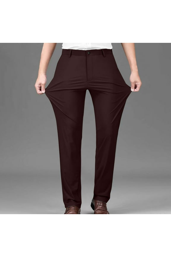 Dress Pants for Men Plus Size High Waist Button Lightweight Suit Pants Work Business Trousers