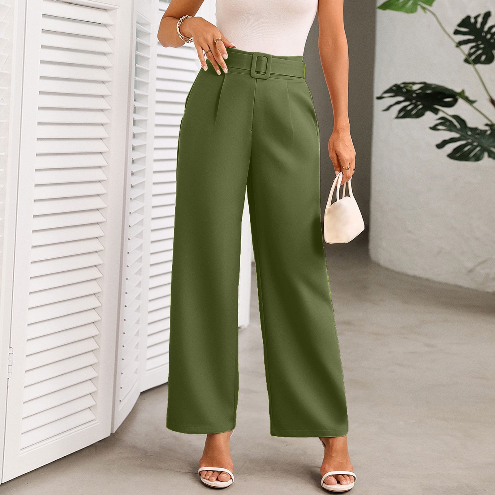 Chbgutlmr Dress Pants for Women Straight Leg High Waisted Casual ...