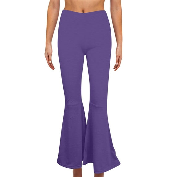 Chbgutlmr Flare Leggings for Women Fall Comfy Mid Rise Waist Slim Stretch Casual Trousers Solid Color