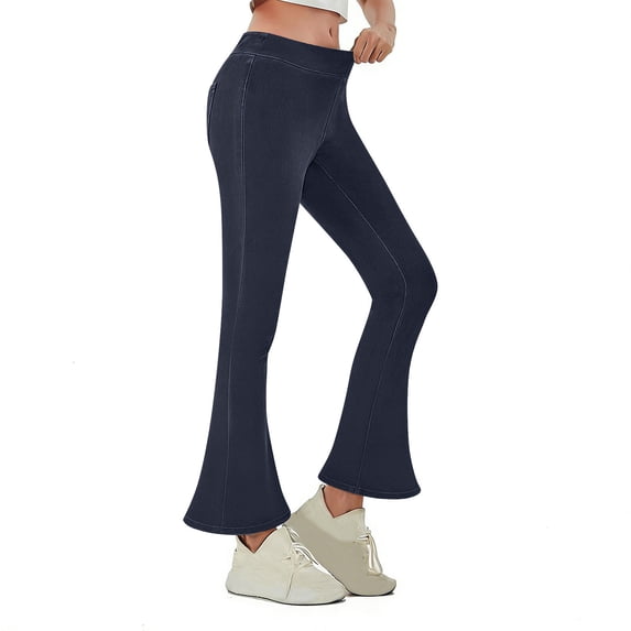 Chbgutlmr Flare Leggings for Women High Waisted Bell Bottom Fitted Pants Casual Summer Stretch Workout Gym Pants with Pockets
