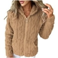 thumbnail image 1 of Chbgutlmr Fleece Jacket Women Full Zipper Long Sleeve Comfy Warm Coats Winter Hooded Casual Fuzzy Outerwear with Pockets, 1 of 8