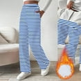 thumbnail image 1 of Chbgutlmr Fleece Lined Striped Pants for Women High Rise Straight Leg Trousers Casual Loose Warm Winter Pants with Pockets, 1 of 9