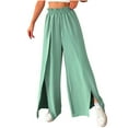thumbnail image 1 of Chbgutlmr Flowy Pants for Women Ruffle Elastic Waist Side Slit Drawstring Lightweight Casual Trousers Trendy, 1 of 6
