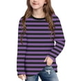thumbnail image 1 of Chbgutlmr Girls Boys Striped Tops Long Sleeve Crew Neck T-Shirts Casual Loose Fall Comfy Trendy Color Blocked Kids Tops(9-10 Years,Purple), 1 of 9