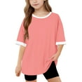 thumbnail image 1 of Chbgutlmr Girls Boys Summer Tops Oversized Short Sleeve Crew Neck T-Shirts Casual Loose Comfy Basic Tees for Kids 5-15 Years, 1 of 1