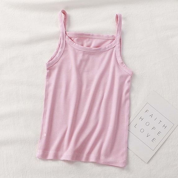 Chbgutlmr Girls Camisole Tops Sleeveless Spaghetti Strap Square Neckline Tank Tops Casual Summer Comfy Basic Tops for 2-9 Years Kids