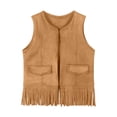 thumbnail image 1 of Chbgutlmr Girls Clothes Kids Vests Open Front Solid Color Fringe Bottom Trendy Outwear Tank Tops 3-12 Years, 1 of 7