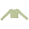 thumbnail image 1 of Chbgutlmr Girls Clothes Knitted Sweaters Long Sleeve V Neck Slim Comfy Ribbed Cropped Blouses for Kids, 1 of 3