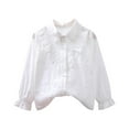 thumbnail image 1 of Chbgutlmr Girls Clothes Ruffle Long Sleeve Cute Shirts Kids Lapel Neck Button up Textured Fall Thin Blouses, 1 of 3