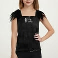 thumbnail image 1 of Chbgutlmr Girls Dance Tank Tops Trendy Metallic Shimmer Sleeveless Square Neckline Shirts Casual Kids Sparkly Glitter Tee Tops, 1 of 5