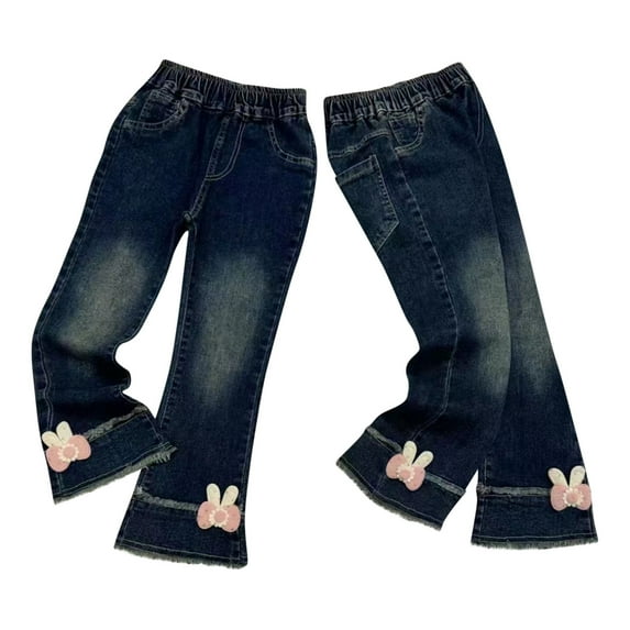 Chbgutlmr Girls Flared Jeans Elastic Waist Denim Pants Casual Fitted Bell Bottoms Kids Toddler Clothes