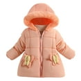thumbnail image 1 of Chbgutlmr Girls Fleece Lined Coat Kids Winter Warm Fleece Collar Hooded Quilted Jackets Cute Comfy Outwear, 1 of 8