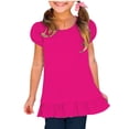 thumbnail image 1 of Chbgutlmr Girls Summer Tops Puff Short Sleeve Crew Neck Ruffled Hem Tunic Tops Casual Loose Comfy Trendy Blouse Tops, 1 of 8