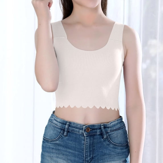 Chbgutlmr Girls Tank Tops Cute Crop Tops for Teen Kids Wide Strap Slim Fitted Casual Comfy Stretch Soft Undershirts