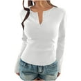 thumbnail image 1 of Chbgutlmr Going out Tops for Women Button Long Sleeve Ribbed Knitted Shirts Casual Stretchy Tight Tops, 1 of 8