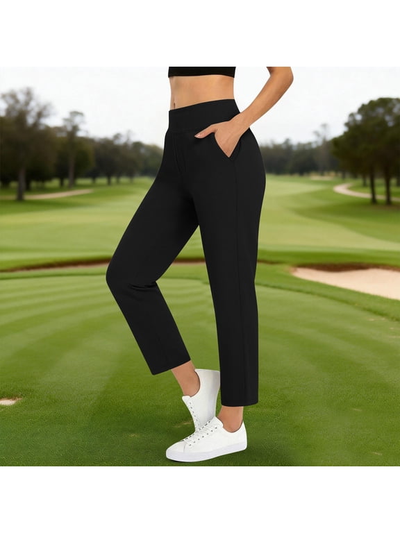 Golf Pants for Women High Waisted Straight Leg Relaxed Fitting Trousers Casual Summer Stretch Yoga Workout Cropped Pants