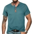 thumbnail image 1 of Chbgutlmr Henley Shirts for Men Short Sleeve Notch Neck Button Color Blocked T-Shirts Casual Summer Dailywear Tops, 1 of 7