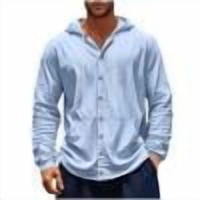 Chbgutlmr Hoodies for Men Drawstring Button down Shirts Long Sleeve Loose Lightweight Casual Tops Pockets