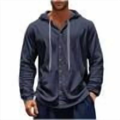 Chbgutlmr Hoodies for Men Drawstring Button down Shirts Long Sleeve Loose Lightweight Casual Tops Pockets