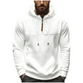 thumbnail image 1 of Chbgutlmr Hoodies for Men Drawstring Long Sleeve Fitting Quarter Zipper Pullover Fall Casual Solid Color Hooded Sweatshirt, 1 of 8