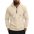 thumbnail image 1 of Chbgutlmr Hoodies for Men Drawstring Long Sleeve Fitting Quarter Zipper Pullover Fall Casual Solid Color Hooded Sweatshirt, 1 of 8