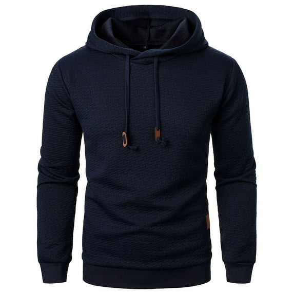 Chbgutlmr Hoodies for Men Fitting Long Sleeve Drawstring Pullover Solid Color Textured Casual Sweatshirts