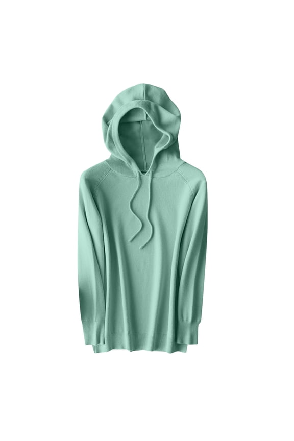 Hoodies for Women Drawstring Loose Comfy Lightweight Knit Sweater Solid Color Casual Pullover Fall
