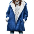 thumbnail image 1 of Chbgutlmr Jackets for Women Plus Size Winter Fleece Lined Button Warm Comfy Mid Long Outerwear Thicken Loose Vintage Hoodies Coats, 1 of 7