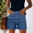 thumbnail image 1 of Chbgutlmr Jean Shorts Womens Flat Front Mid Rise Button Waist Denim Shorts Casual Summer Trendy Shorts, 1 of 9