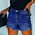 thumbnail image 1 of Chbgutlmr Jean Shorts for Women Ripped Fringed Frayed Button Waist Shorts with Pockets Casual Summer Denim Shorts, 1 of 7