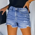 thumbnail image 1 of Chbgutlmr Jean Shorts for Women Ripped Fringed Frayed Button Waist Shorts with Pockets Casual Summer Denim Shorts, 1 of 7