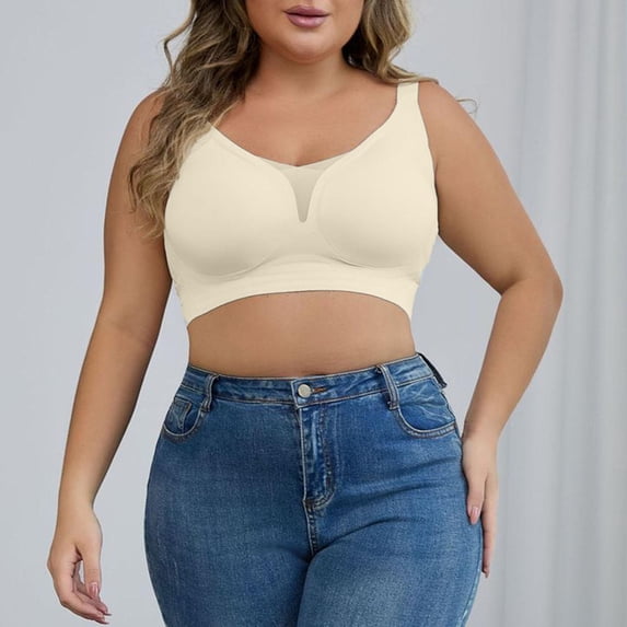 Chbgutlmr Jelly Bras for Women Wireless Seamless Supportive Adjustable Strap Smoothing Bras Casual Comfy Full Coverage Bralette