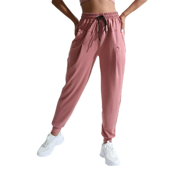 Chbgutlmr Joggers for Women Drawstring Elastic Waist Loose Fitting Solid Color Running Workout Track Pants