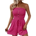 thumbnail image 1 of Chbgutlmr Jumpsuits for Women Button Strapless Smocked Waisted Wide Leg Short Rompers Summer Fashion, 1 of 6
