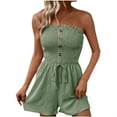 thumbnail image 1 of Chbgutlmr Jumpsuits for Women Button Strapless Smocked Waisted Wide Leg Short Rompers Summer Fashion, 1 of 6
