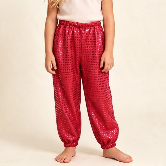 Chbgutlmr Kids Pants Sequin Patchwork Trousers Cinch Bottom High Elastic Waist Pants Casual Glitter Performance Dance Pants
