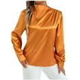 thumbnail image 1 of Chbgutlmr Long Sleeve Shirts for Women Ruched Business Casual Work Tops Solid Color Fall Trendy Blouses, 1 of 7
