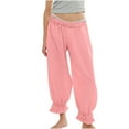 thumbnail image 1 of Chbgutlmr Lounge Pants Women Striped Printed Elastic Waist Ruffle Bottom Baggy Casual Lightweight Trousers, 1 of 8