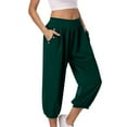 thumbnail image 1 of Chbgutlmr Lounge Pants for Women Capri Ruched High Waist Button Loose Casual Comfy Trousers with Pockets, 1 of 8