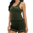 thumbnail image 1 of Chbgutlmr Lounge Sets for Women 2 Piece U Neck Racerback Tank Tops Shorts Fitting Solid Color Summer Outfits, 1 of 8