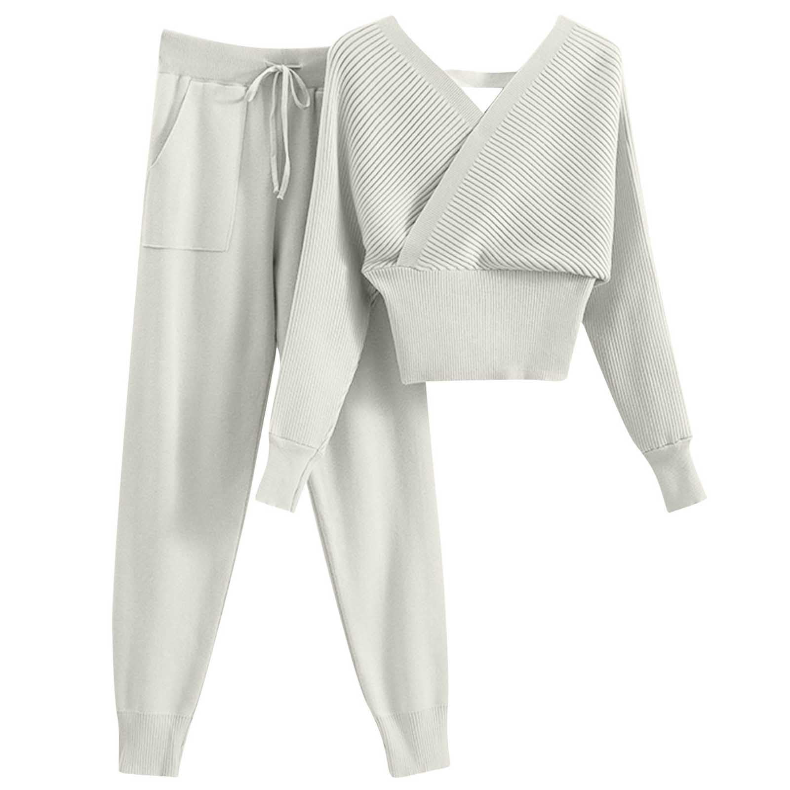 Round Neck Dropped Shoulder Top and Pants Lounge Set main image 0