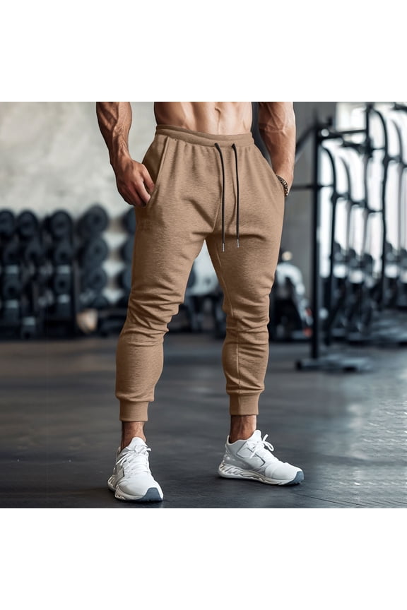 Mans Casual Joggers Pants Fitted Cinch Bottom Drawstring Tapered Pants Casual Stretch Workout Gym Sweatpants