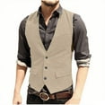 thumbnail image 1 of Chbgutlmr Men's Casual Business Vests Sleeveless V Neck Button down Fitted Waistcoat Casual Work Formal Vests, 1 of 7