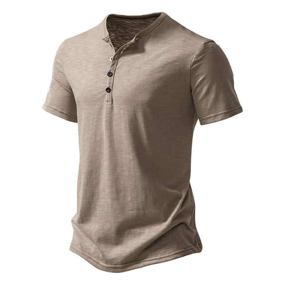 Chbgutlmr Men's Henley Shirts Short Sleeve Crew Neck Button Tee Tops Casual Summer Comfy Dailywear T-Shirts