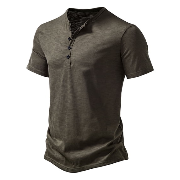 Chbgutlmr Men's Henley Shirts Short Sleeve Crew Neck Button Tee Tops Casual Summer Comfy Dailywear T-Shirts