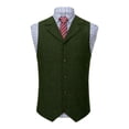 thumbnail image 1 of Chbgutlmr Men's Suit Vintage Vests Herringbone Tweed Waistcoat V Neck Button down Turn down Collar Vests for Prom Casual Formal Vests, 1 of 5