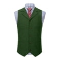 thumbnail image 1 of Chbgutlmr Men's Suit Vintage Vests Herringbone Tweed Waistcoat V Neck Button down Turn down Collar Vests for Prom Casual Formal Vests, 1 of 5