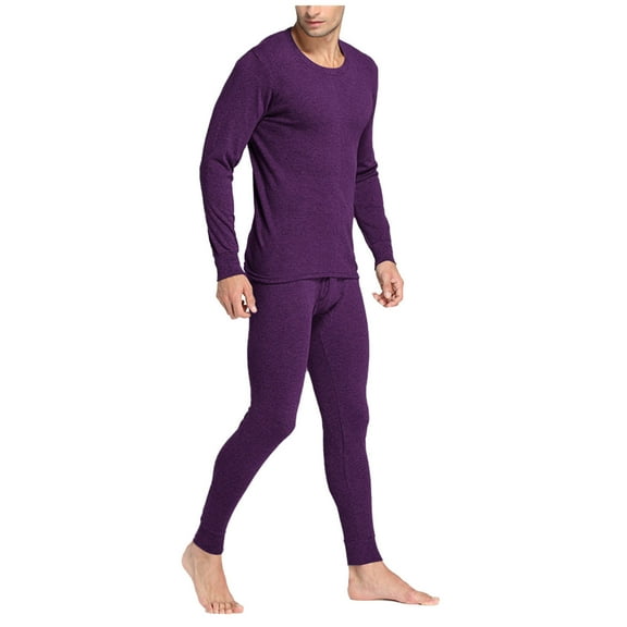Chbgutlmr Men's Thermal Underwear Set Long Sleeve Crew Neck Shirts Ankle Length High Rise Leggings Casual Comfy Warm Outfits