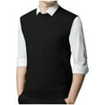 thumbnail image 1 of Chbgutlmr Mens Business Casual Sweater Vest Sleeveless Crew Neck Fitted Knit Vests Spring Comfy Office Solid Color Plain Pullover, 1 of 5