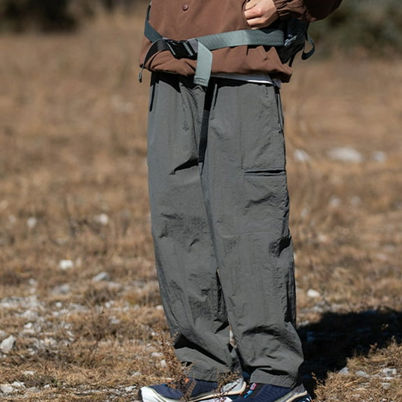 Chbgutlmr Mens Cargo Workout Pants Straight Leg Elastic Waist Elastic Waist Trousers Casual Loose Waterproof Hiking Pants